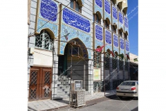 (1)درب چوبی مشبک گره چینی مسجد ابا عبدالله حسین - خیابان خرمشهر-مشهد مقدس