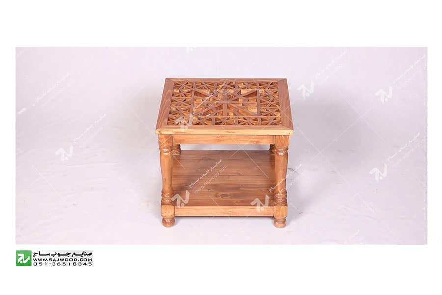 میز عسلی ، پذیرایی (کنارمبلی) چوبی سنتی مشبک گره چینی - سمن کد ۳۱۱
