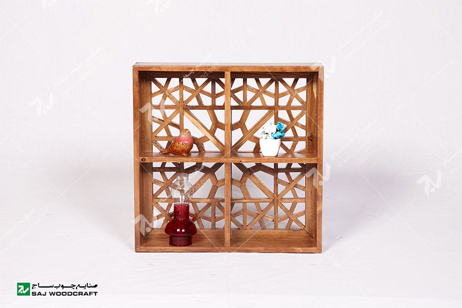 دکوری (شلف ، باکس دیواری ) چوبی سنتی مشبک گره چینی - آذین کد ۶۰۵