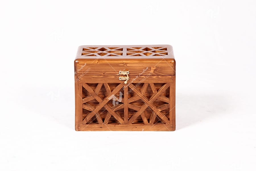 جعبه جواهرات ( صندوقچه چوبی تزیینی ) مشبک گره چینی - آذین کد ۶۰۸