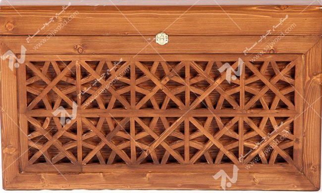 صندوق ( صندوقچه ) قدیمی چوبی سنتی مشبک گره چینی - آذین کد ۶۱۱