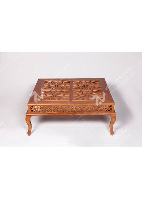 میز جلو مبلی (پذیرایی) چوبی سنتی گره چینی مشبک - سمن کد ۳۰۸