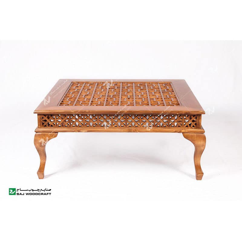 میز پذیرایی جلو مبلی چوبی سنتی گره چینی مشبک