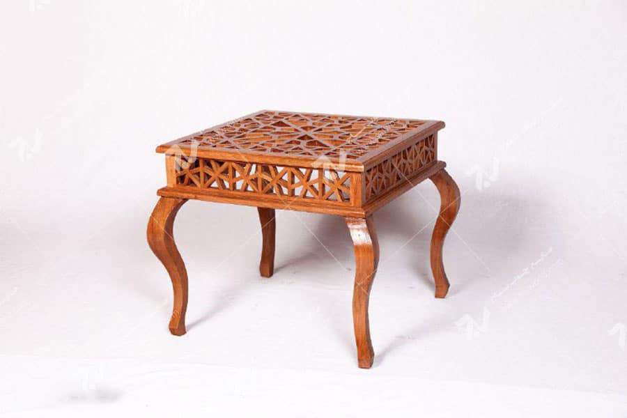 میز عسلی ، پذیرایی (کنارمبلی) چوبی سنتی مشبک گره چینی - سمن کد ۳۰۹