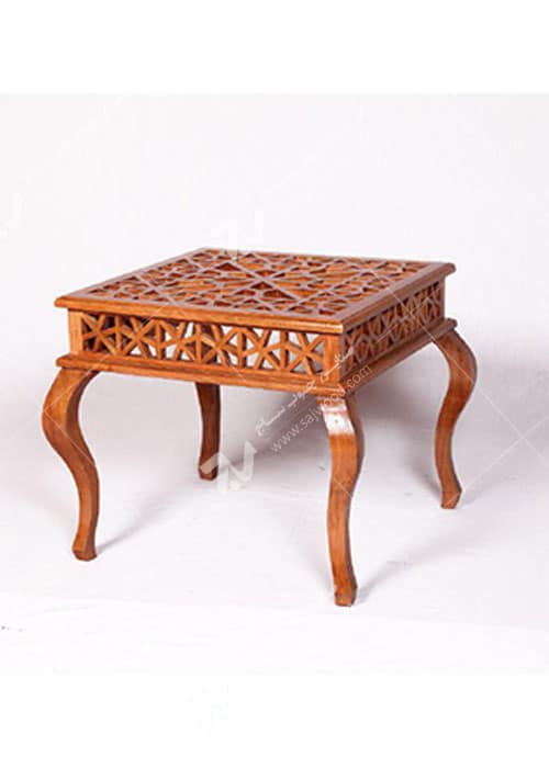 میز عسلی ، پذیرایی (کنارمبلی) چوبی سنتی مشبک گره چینی - سمن کد ۳۰۹