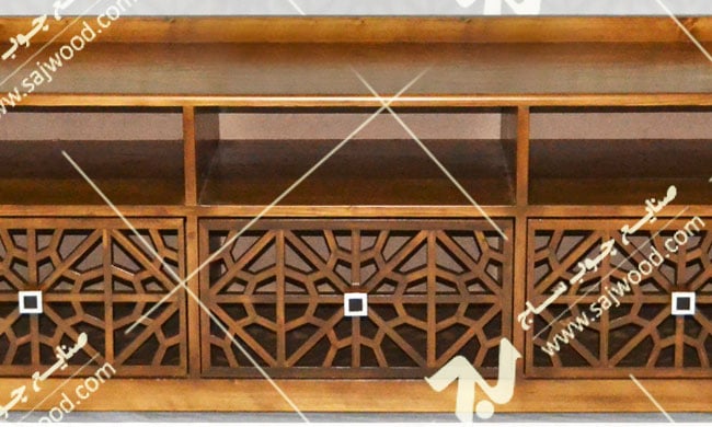 کتابخانه ، نیمکت و گنجه چوبی سنتی مشبک گره چینی - آذین کد ۶۲۷