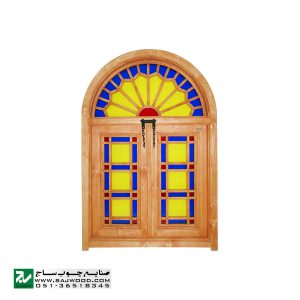 پنجره چوبی سنتی ارسی شیشه رنگی صنایع چوب ساج مدل W201