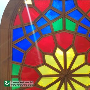 پارتیشن پاراوان شیشه رنگی سنتی چوبی ارسی صنایع چوب ساج مدل 508