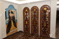پارتیشن قواره بری با ترکیب شیشه های رنگی هتل قصر طلایی مشهد