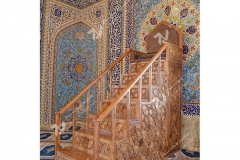 منبر هفت پله گره چینی با چوب گردو مسجد حضرت فاطمه(س)- نخجوان - جمهوری آذربایجان