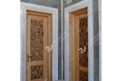 درب سنتی چوبی تک لنگه گره چینی با دست مسجد حضرت فاطمه(س)- نخجوان - جمهوری آذربایجان