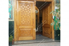 (4) درب چوبی گره چینی سنتی مسجد وحسینیه حضرت موسی بن جعفر(ع) (منتظریه) هاشمیه - مشهد مقدس