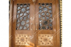 (2) درب چوبی سنتی گره چینی مشبک مسجد نیروگاه سیکل ترکیبی فردوسی ( طوس ) - مشهد مقدس