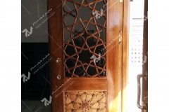 (9) درب چوبی سنتی گره چینی مشبک مسجد نیروگاه سیکل ترکیبی فردوسی ( طوس ) - مشهد مقدس