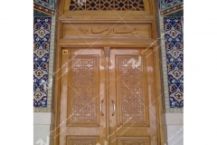 (5) درب چوبی گره چینی مسجد بیت الرضا (ع) مقابل باب الجواد - مشهد مقدس