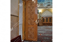 (5) درب چوبی گره چینی توپر مسجد وحسینیه امام علی(ع) مطهری - مشهد مقدس
