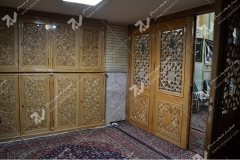 (8) درب سنتی ، کمد و پنجره چوبی گره چینی مشبک مسجد وحسینیه امام علی(ع) مطهری - مشهد مقدس