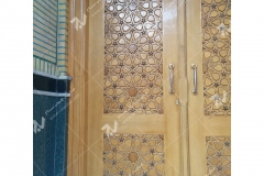 (4) درب چوبی گره چینی توپر و مشبک مسجد وحسینیه امام رضا (ع) عنصری - مشهد مقدس