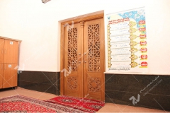 (6)درب سنتی چوبی گره چینی مشبک و توپر مسجد وحسینیه شهدای دانشگاه آزاد نیشابور