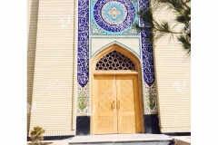 (3) درب سنتی چوبی گره چینی توپر و سردرب مشبک مسجد دانشگاه آزاد شاهرود
