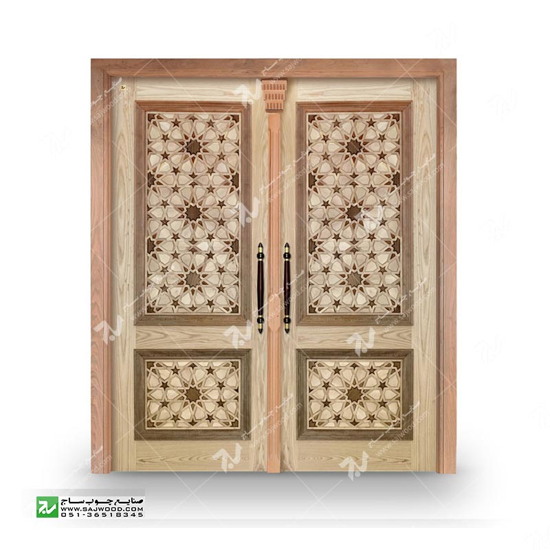 درب چوبی گره چینی سنتی ورودی ساختمان،آپارتمان درب مسجد و نمازخانه