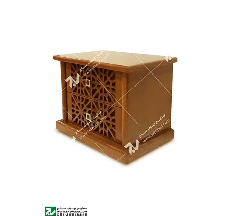 میز پاتختی سرویس اتاق خواب چوبی سنتی گره چینی مشبک