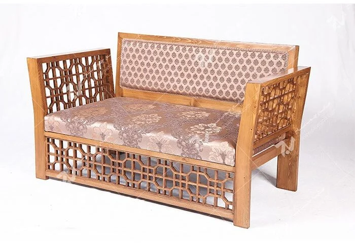 مبلمان چوبی سنتی دو نفره گره چینی مشبک تمام چوب