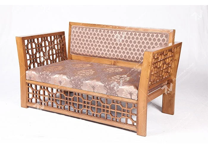 مبلمان چوبی سنتی دو نفره گره چینی مشبک تمام چوب