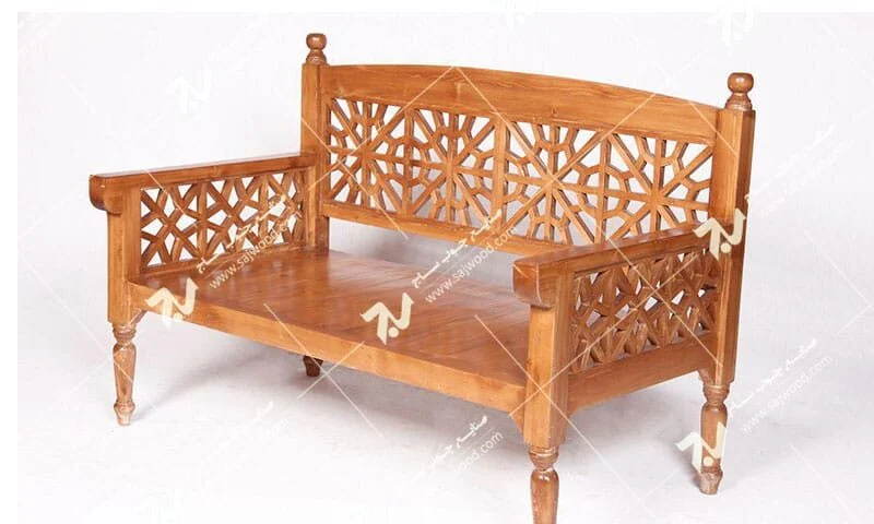 مبلمان چوبی سنتی دو نفره گره چینی مشبک تمام چوب