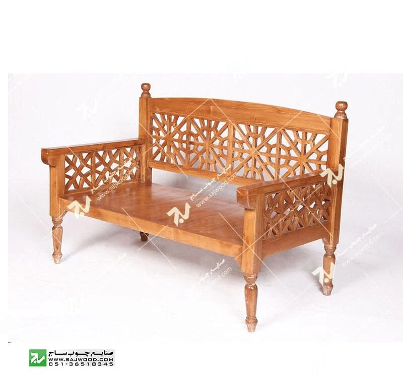 مبلمان چوبی سنتی دو نفره گره چینی مشبک تمام چوب