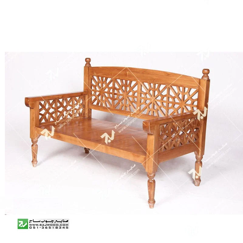 مبلمان چوبی سنتی دو نفره گره چینی مشبک تمام چوب