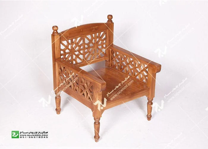 مبلمان چوبی سنتی یک نفره گره چینی مشبک - آسا کد ۲۰۱