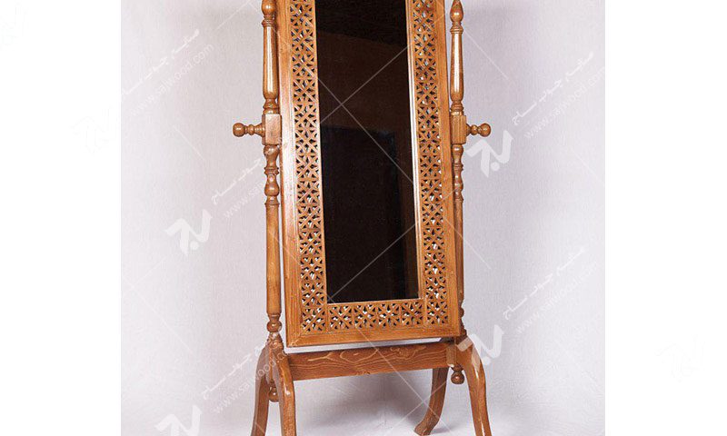 آیینه ایستاده قدی چوبی سنتی گره چینی مشبک