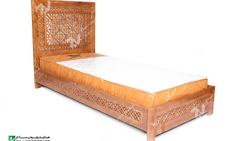 سرویس،تخت خواب یک نفره چوبی سنتی قدیمی ایرانی گره چینی مشبک