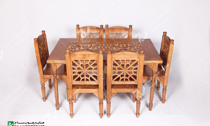 میز صندلی غذاخوری،ناهارخوری چوبی سنتی گره چینی مشبک