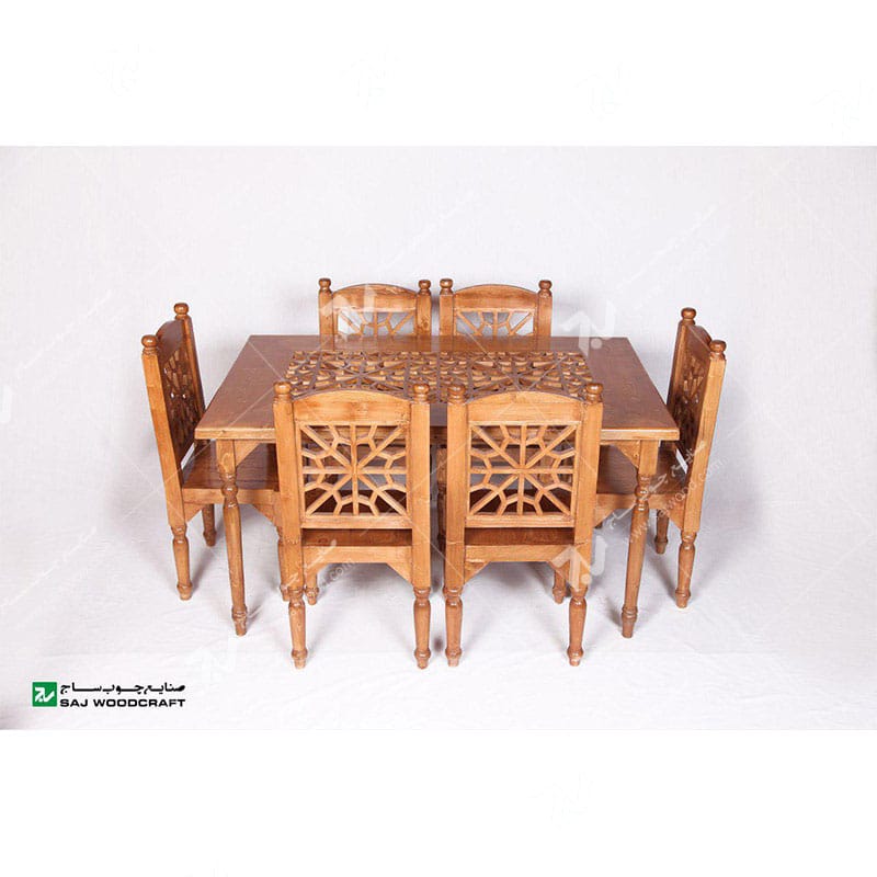 میز صندلی غذاخوری،ناهارخوری چوبی سنتی گره چینی مشبک