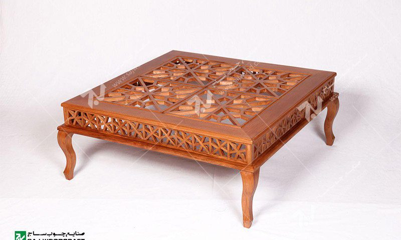 میز پذیرایی جلو مبلی چوبی سنتی گره چینی مشبک