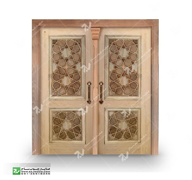 درب چوبی گره چینی سنتی درب تمام چوب ورودی ساختمان قیمت ساخت وخرید درب