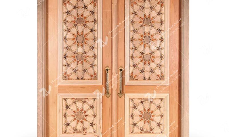درب چوبی سنتی ورودی ساختمان،مسجد گره چینی طرح تند ده ته بریده کد TT10