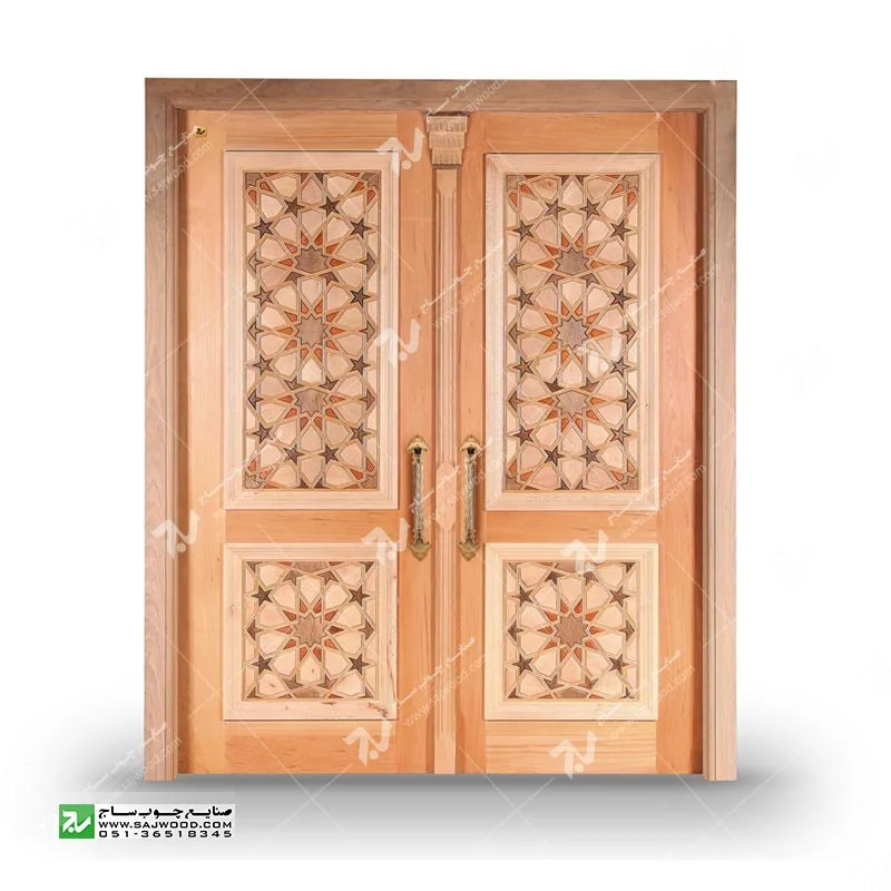 درب چوبی سنتی ورودی ساختمان،مسجد گره چینی طرح تند ده ته بریده کد TT10