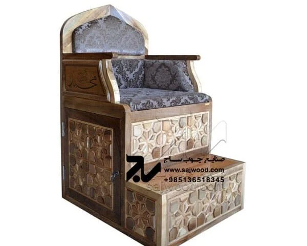 منبر چوبی مسجد گره چینی ۲ پله خرید و قیمت منبر روضه،مداحی سنتی ایرانی