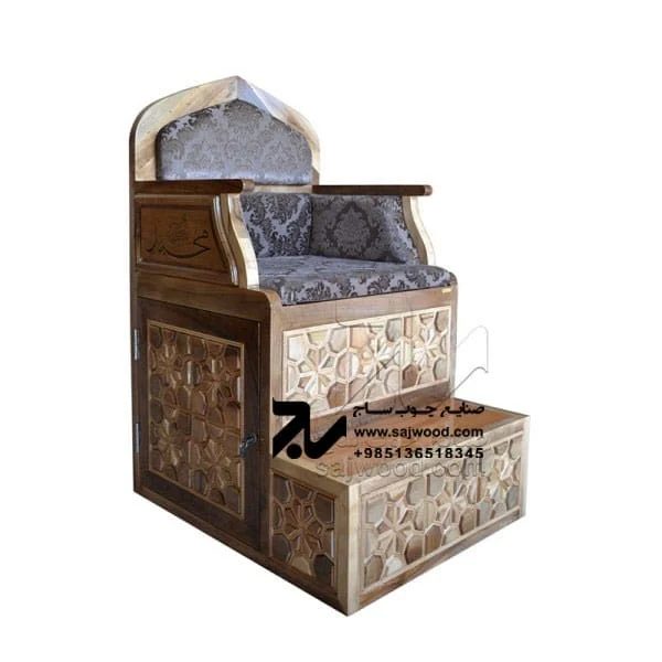 منبر چوبی مسجد گره چینی ۲ پله خرید و قیمت منبر روضه،مداحی سنتی ایرانی