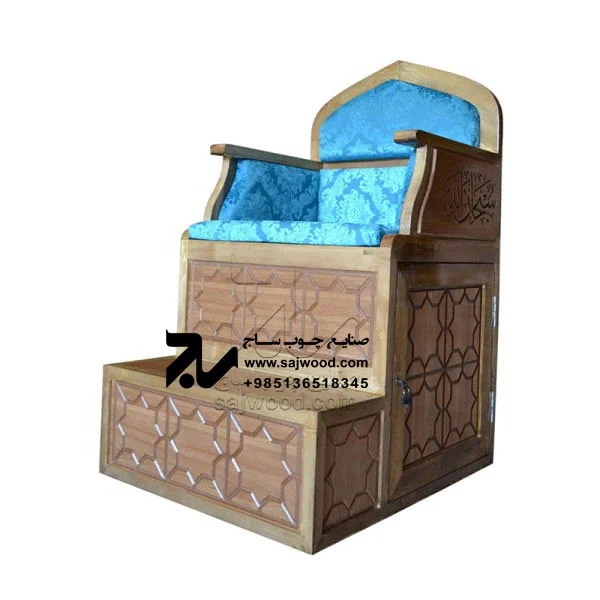 منبر چوبی مسجد گره چینی ۲ پله خرید و قیمت منبر روضه،مداحی سنتی ایرانی