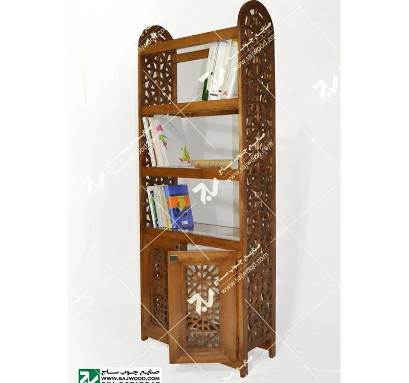 کتابخانه ویترین گنجه چوبی سنتی گره چینی مشبک خرید،قیمت،فروش انواع گنجه