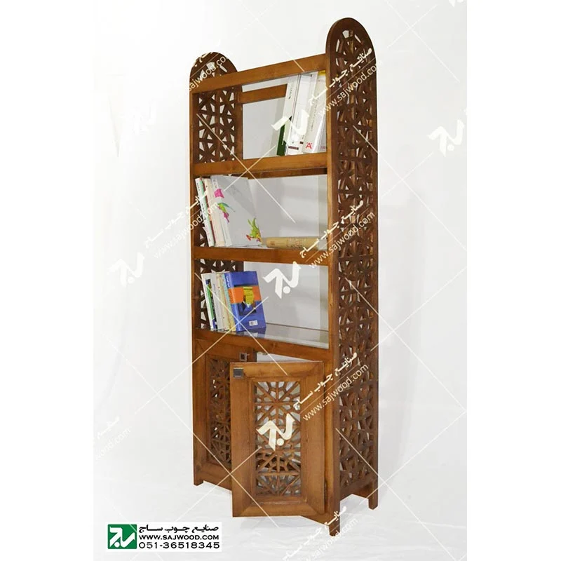 کتابخانه ویترین گنجه چوبی سنتی گره چینی مشبک خرید،قیمت،فروش انواع گنجه