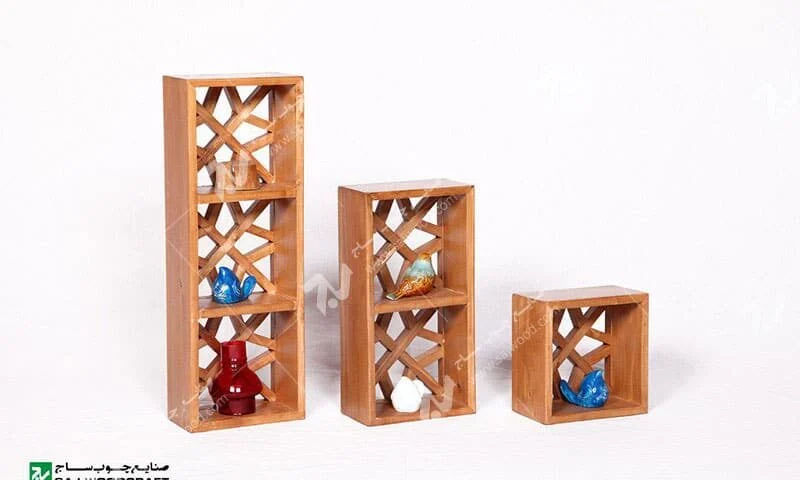 شلف دیواری دکوری باکس دیواری چوبی سنتی گره چینی مشبک