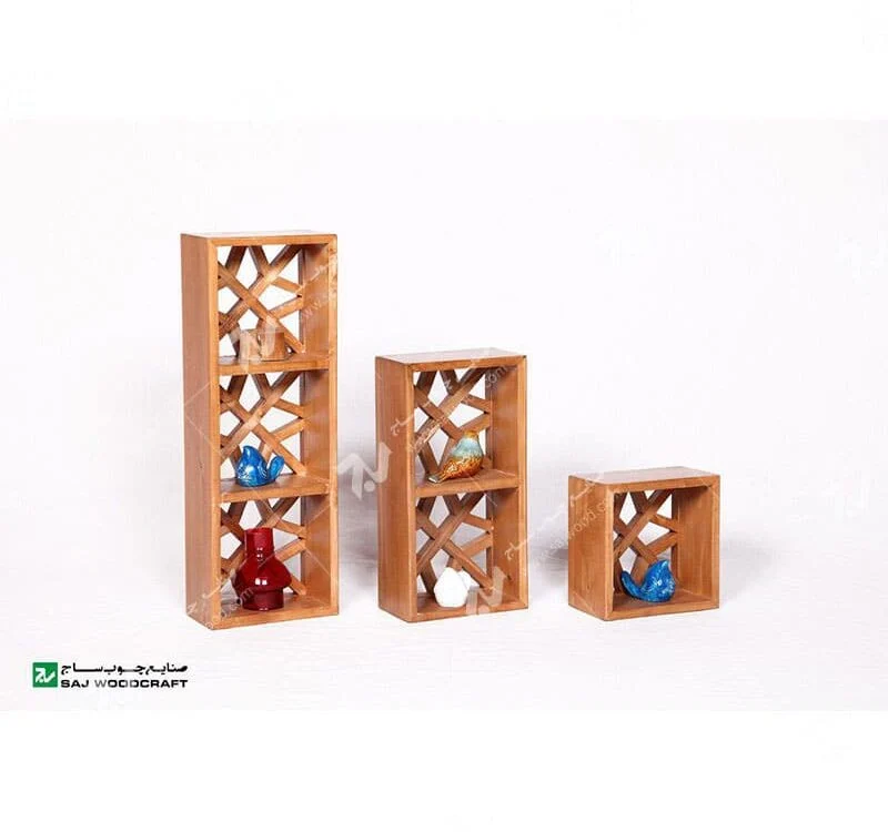 شلف دیواری دکوری باکس دیواری چوبی سنتی گره چینی مشبک