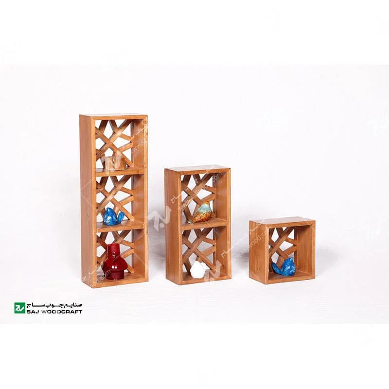 شلف دیواری دکوری باکس دیواری چوبی سنتی گره چینی مشبک