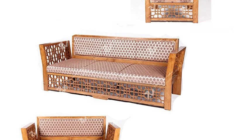 مبلمان چوبی سنتی 7 نفره گره چینی مشبک تمام چوب