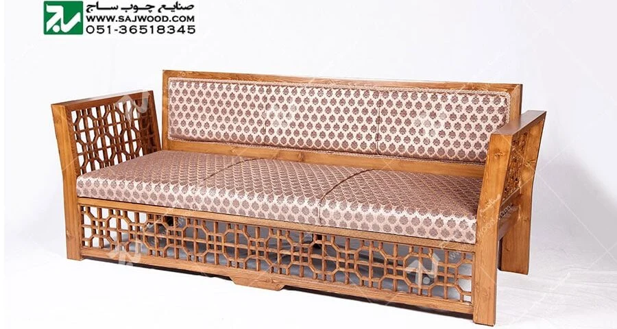مبلمان چوبی سنتی سه نفره گره چینی مشبک تمام چوب